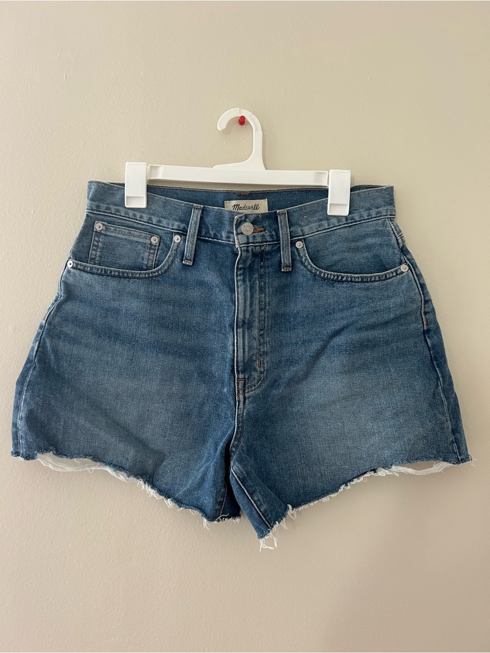 Madewell Medium Blue High-Rise Denim Cutoff Shorts